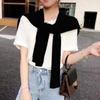 Korean Knitted Shawl Wraps Hijab Air Conditioning Fake Collar Neck Guard Knit Thin Knotted Cape Shoulder Scarf For Women