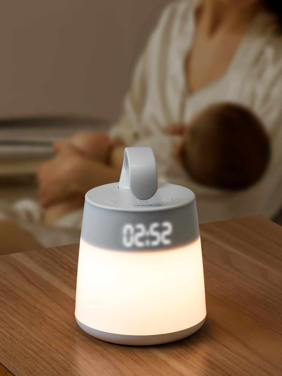 

Umimile Nursing Light [Records 3 Feeding Times] with Clock, Remote Control, Bedside Lamp, Rechargeable, Three Color Temperature Settings, Stepless