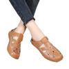 Leather Cross-woven Comfortable Baotou Sandals with Velcro Flats Women's Sandals