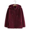 Autumn Winter Fleece Coat Women Thicken Warm Hoodies Sweaters Jackets Middle Age Zip-up Outerwear Casual