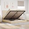 Enjoy Restful Nights with This Ottoman Bed with Mattress and LEDs In Cream Color 160x200 Cm Fabric
