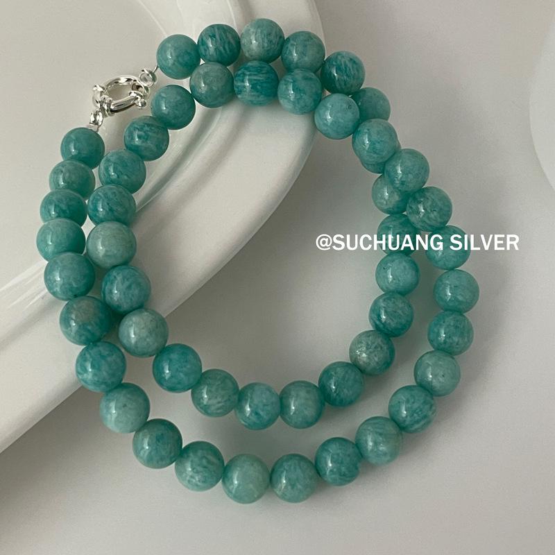 Tianhe Stone S925 Sterling Silver Beaded Necklace - High-End Light Luxury 925 Silver серебряный