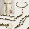 Wooden Creative Circular Buckle Decoration Leaf Branch Design Women Belt Weaving