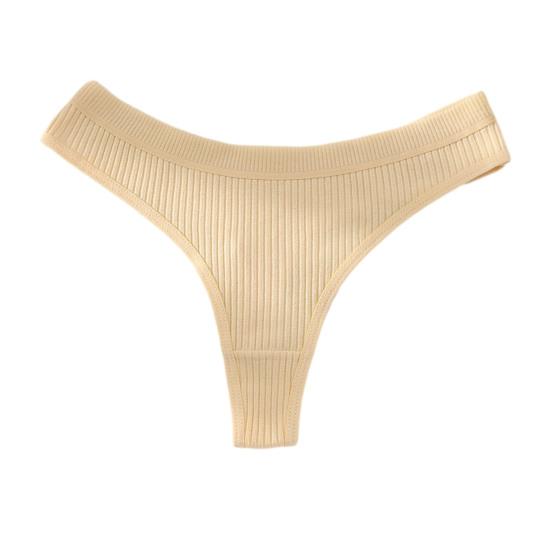 

Хлопковые стринги для женщин Мягкие Низкая посадка Сексуальные Т-образная спинка Женское нижнее белье В рубчик Невидимые Дышащие Эластичные M бежевый