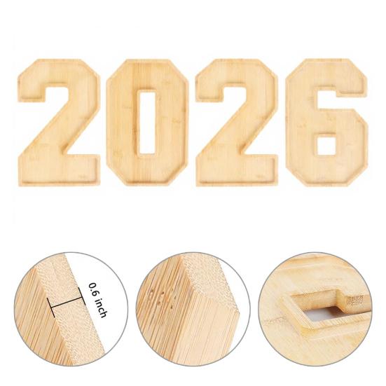 Set de 4 Bucăți 2026 Cutii Numere Umplabile Plăci din Lemn pentru Charcuterie Tavă Reutilizabile pentru Servire Boluri pentru Fructe Farfurii pentru Cupcake Decoratiune Petrecere