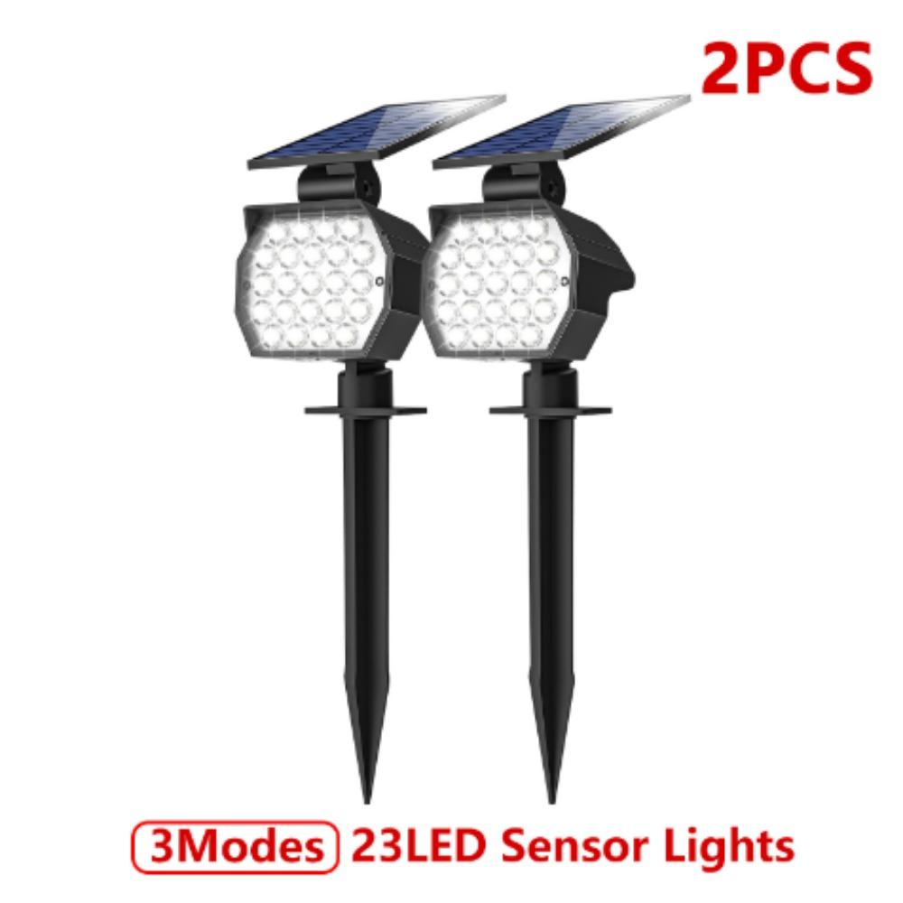 6PCS 23 LED Solar Lights Outdoor IP65 Waterproof Garden Lamp 3 Lighting Modes 2-in-1 for Yard Lawn Walkway Garage Landscape Spotlight