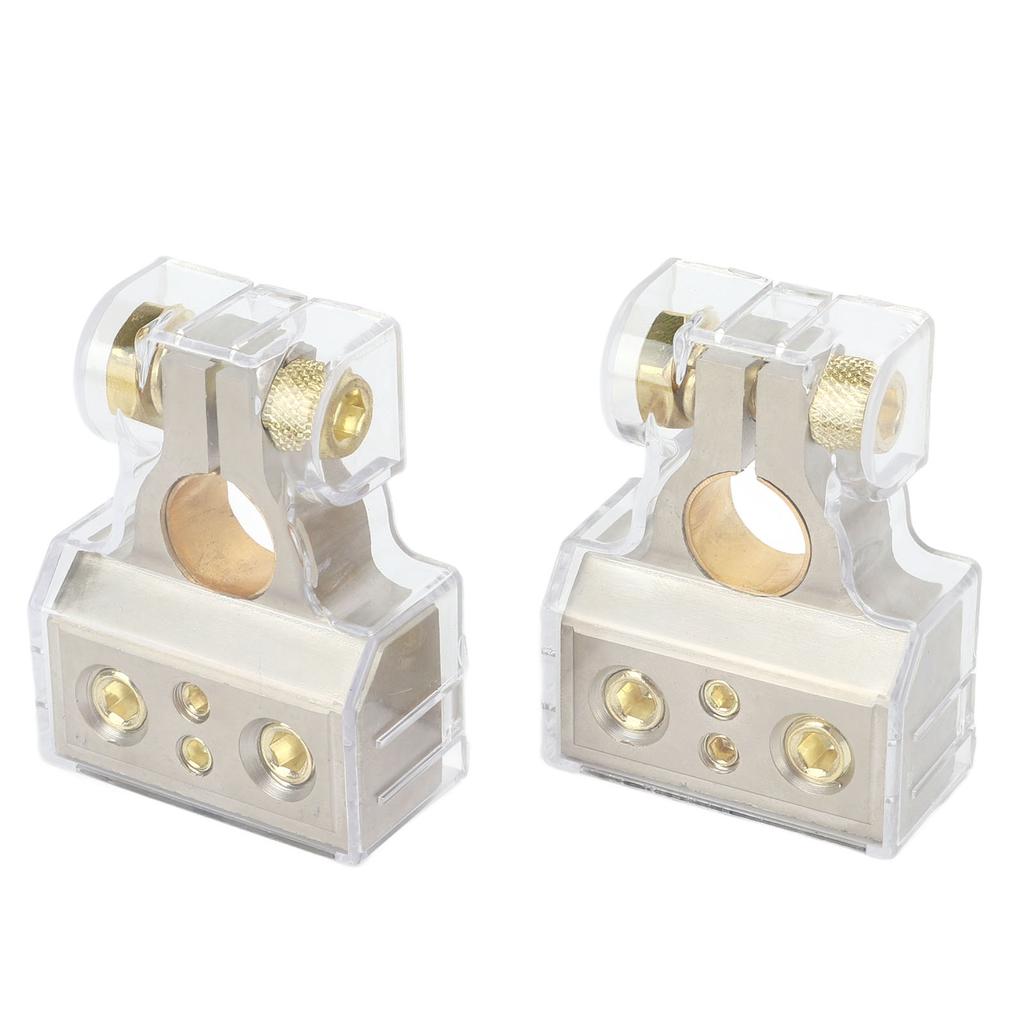 2 Pcs Battery Terminal Connectors 0 2 4 6 8AWG with Shims Protector Cover for Cars Caravans RVs Trucks Pickups