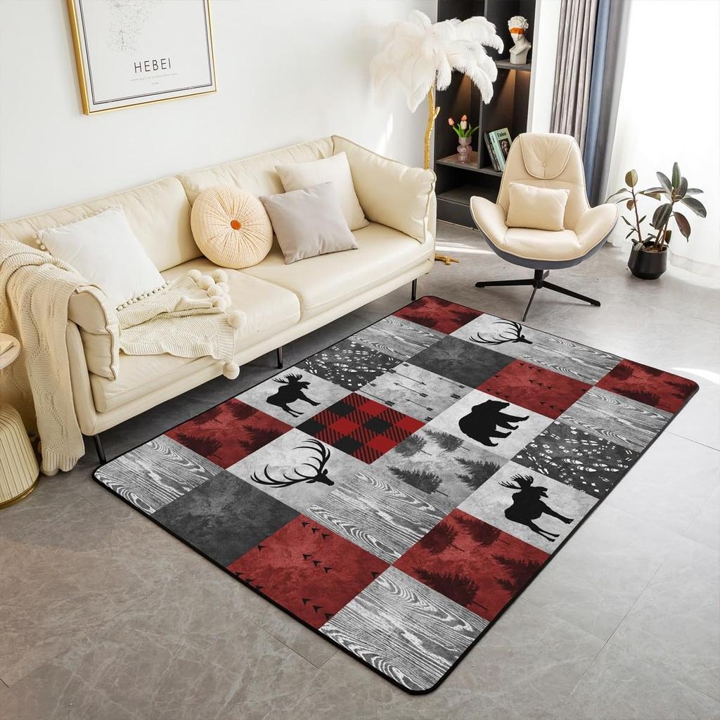 Frog Area Rug 3x5, Cartoon Frog Rug for Kids Boys Girls Teens, Kawaii Green Wild Animals Carpet, Cute Wildlife Farmhouse Rustic Funny Non Sl