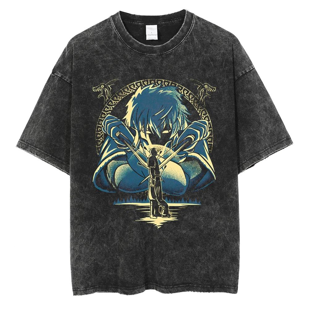 2026 VINLAND SAGA Manga T Shirt For Men Women Tshirt Washed Cotton T-shirt Clothing Summer Short Sleeve O-Neck Tees Streetwear