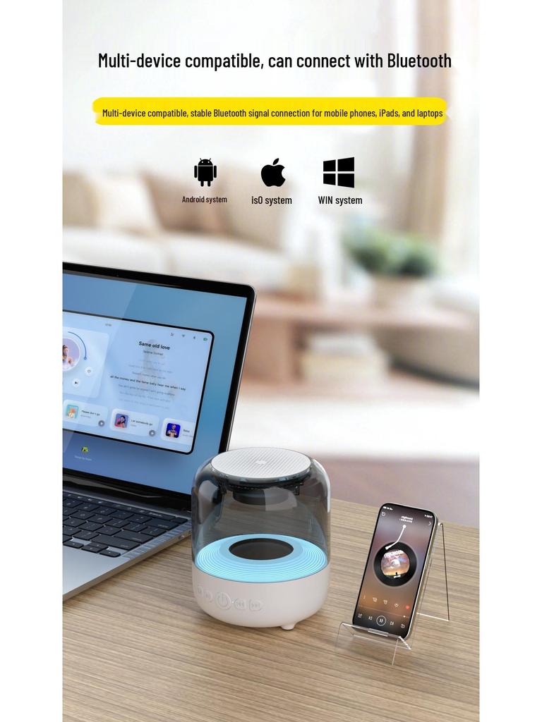 AI Bluetooth Smart Speaker with Stereo Sound and Colorful LED Lighting