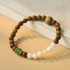 Niche design Shoushan stone green sandalwood bracelet women's single circle spacer with accessories beaded bracelet Wenwan bracelet women's model