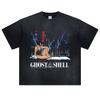 2026 Summer Ghost In The Shell Motoko Neon City Vintage Anime Graphic Black T-Shirt Unisex Oversized Y2K Streetwear Cotton Tee