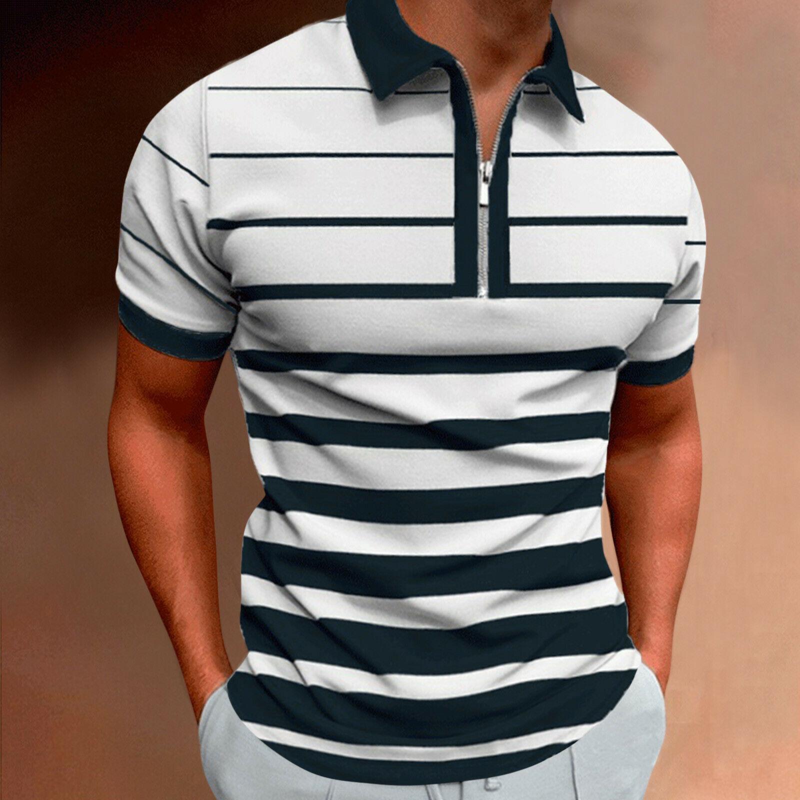 

Полосатые рубашки поло на молнии с 3d принтом, мужская спортивная одежда, футболка с коротким рукавом, летние поло, топ для мужчин 6XL