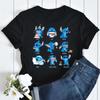 Kawaii Stitch Women's Fashion Top Casual Women's Round Neck T-Shirts Harajuku 90s Cute Stitch Women's Short Sleeves Tops Tees