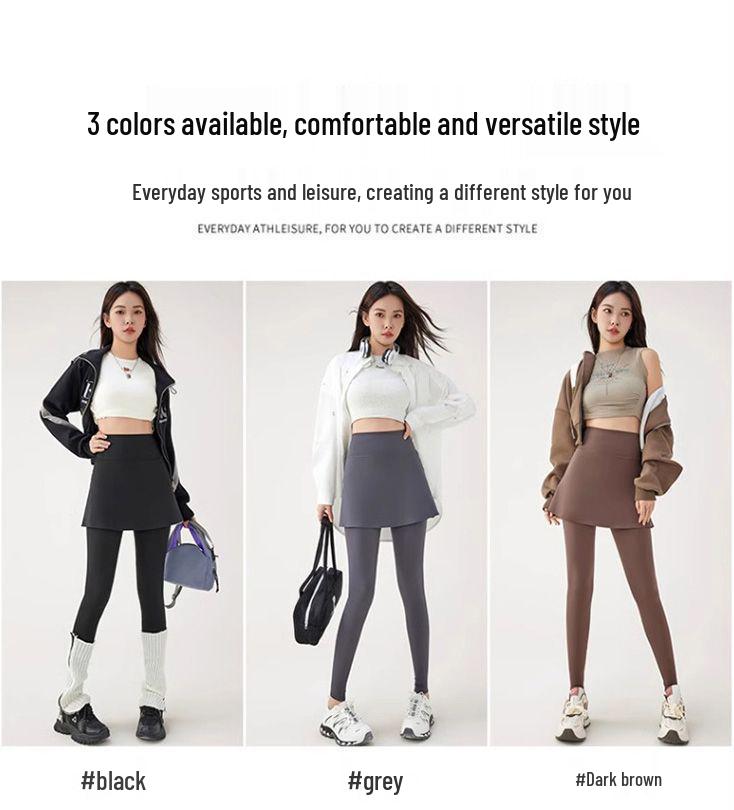 Leggings con Falda para Yoga y Pilates para Mujer Petite con Diseño de Dos Piezas Falsas