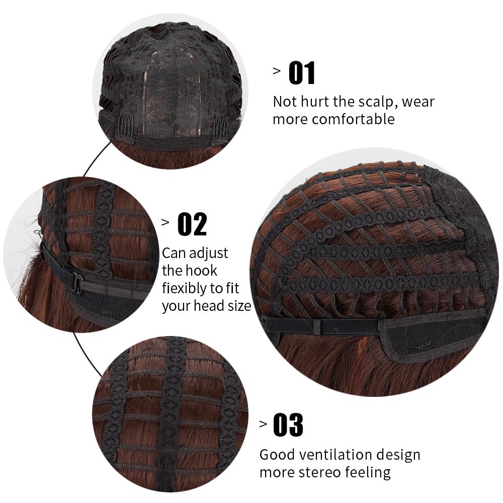 LISI HAIR Women Long Ombre Layered Natural Straight Wig with Bangs Synthetic Fiber Natural Daily Wear Cosplay Long Wavy Wig