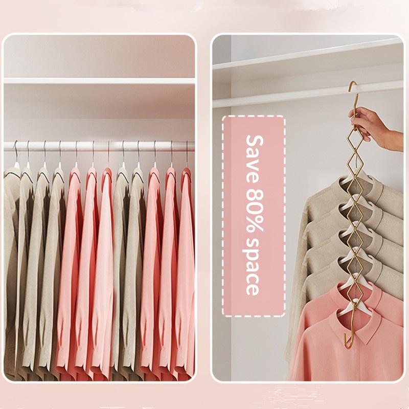 Magic Space Saving Clothes Hangers Foldable Closet Organizer Wardrobe Clothing Cascading Rack 7 Slots For Pants Dresses Coats
