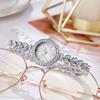 Ladies Rhinestone Bracelet Watch Luxury Quartz Watch Round Dial Elegant Wristwatch for Work Party Date