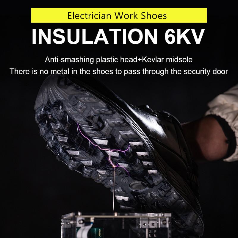 6kv izolované elektrikářské pracovní boty Protiskluzové kožené pracovní boty proti propíchnutí pro muže Vodotěsná bezpečnostní obuv Plastová tužinka