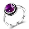 New Fashion 8x10 MM Oval Natural Amethyst Rings Women's  Silver  Ring Wholesale High Quality Gifts Vintage Fine