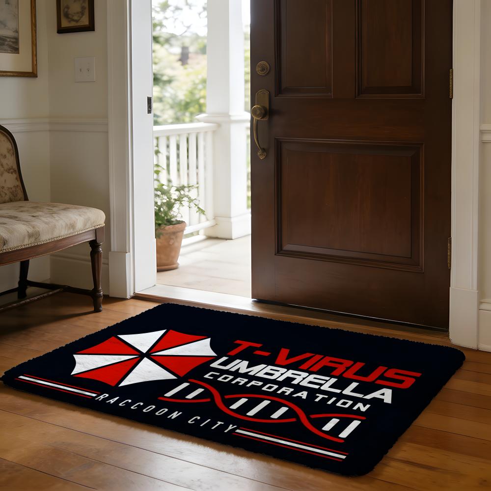 Horror Movie Umbrella Corporation Anime Floor Mat Soft Flannel Absorbent Mat Non-Slip Rug Home Bedroom Bathroom 40cm x 60cm