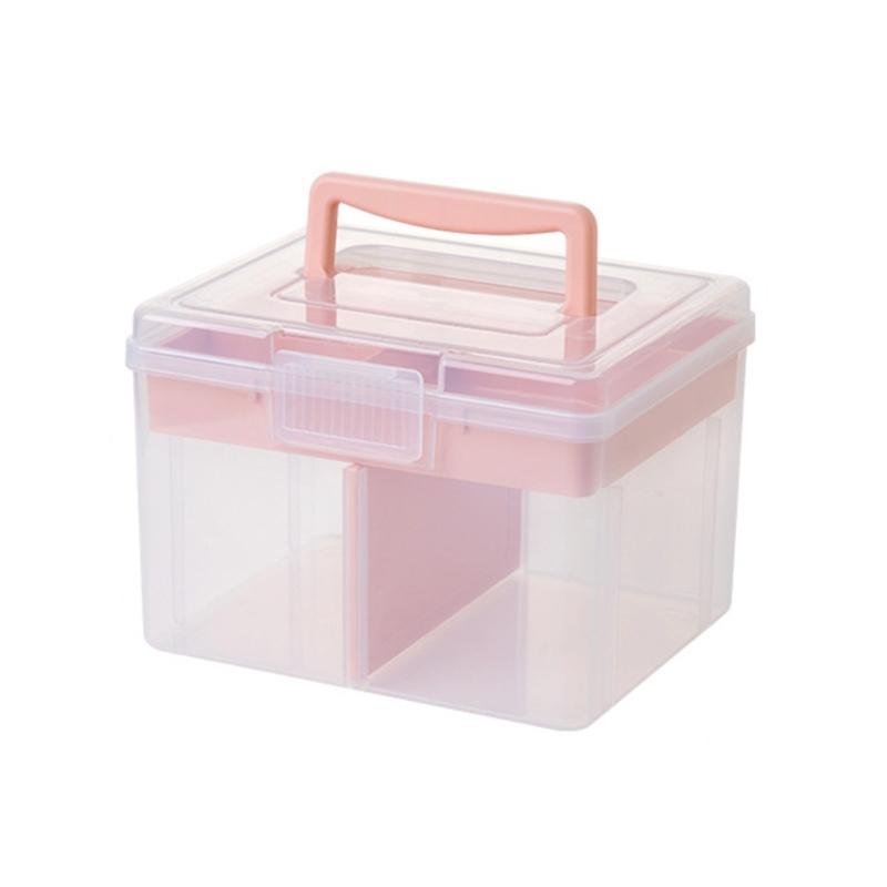 Clear Craft Stackable Storage Box with Storage Tray Storage Container for Storing Stationery Sewing Teaching Aid
