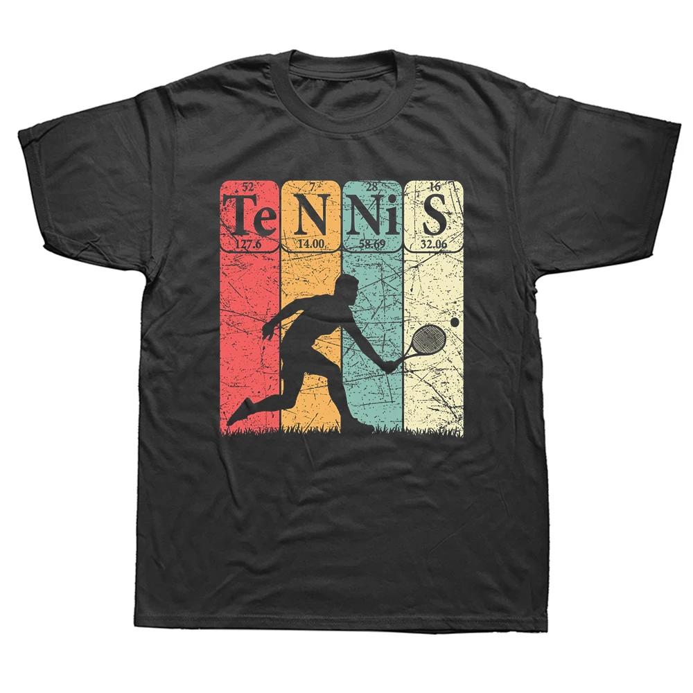 Funny Tennis Periodic Table Tennis Player Nerd Vintage T Shirts Streetwear Short Sleeve Birthday Gifts Summer Style T-shirt Men