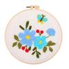 CHENISTORY DIY Punch Needle Kit Bee Butterfly White Flowers 20x20cm With Embroidery Hoop for Beginner Craft Kit Home Wall Decor