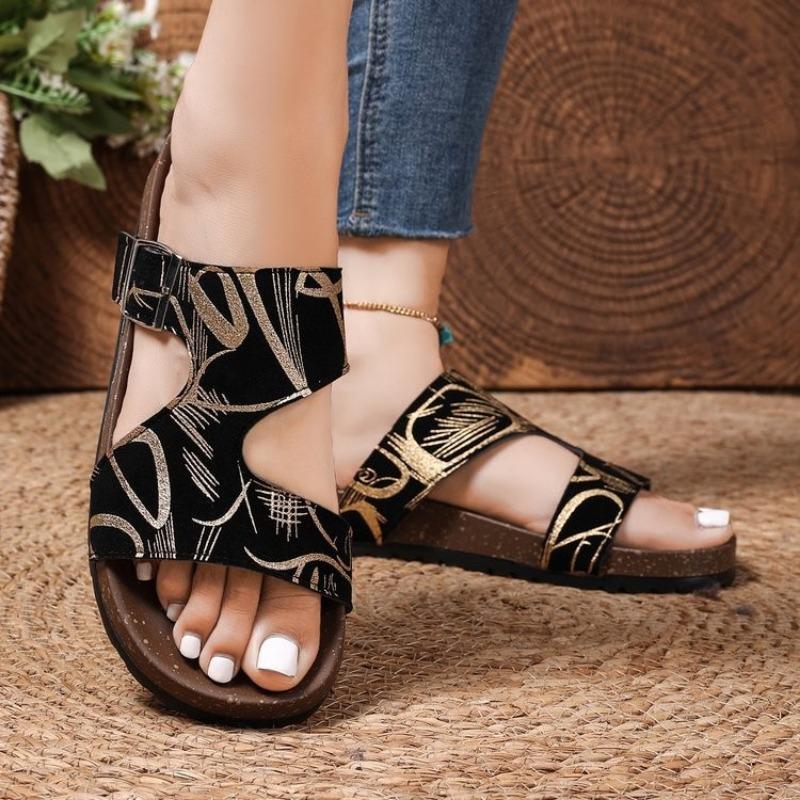 

Summer new soft-soled sandals outer wear style belt buckle sandals one pedal lazy flat-bottomed sandals 35