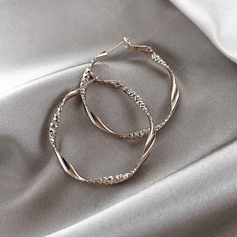 Women's Silver Hoop Earrings: Light Luxury 2024 Exaggerated Niche Style