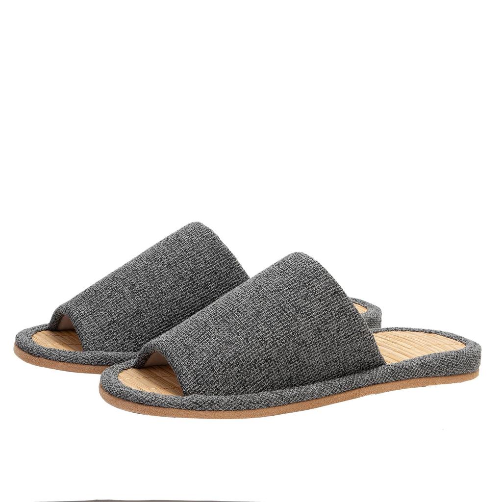 KUROO Bamboo Indoor Outer and Sizes Slippers, Cool, Non-Steamy, Quiet, Wear, Spring/Summer, Stitching, Gray, Women's Men's, 22.5cm-29.0cm