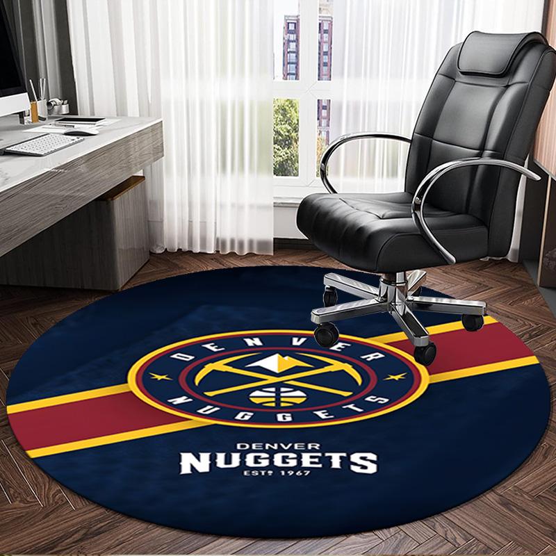 Nuggets Logo Art Round Rug for Livingroom,Bedroom, Palyroom, Chair Rug, Area Rug, Circle Carpet, Large Size Fan Christmas Gift