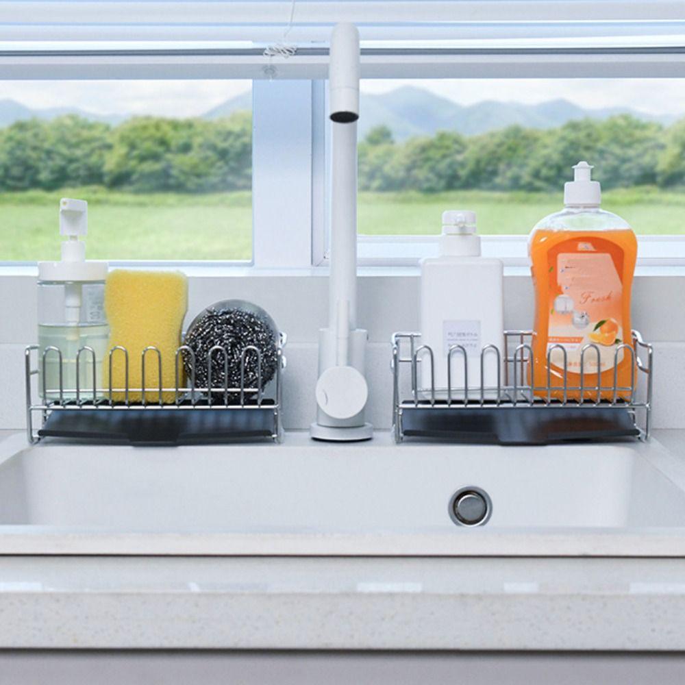 Stainless Steel Kitchen Drain Rack Rust-proof Sink Storage Organizer Dish Drying Rack Washbasin