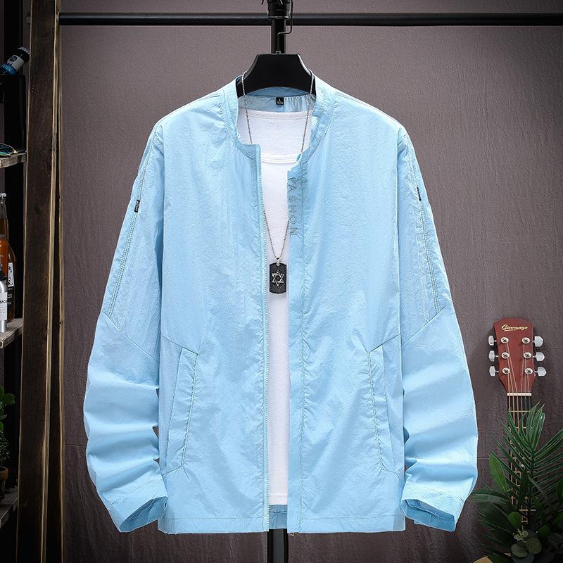 

Мужская солнцезащитная одежда, летняя, из ледяного шелка, быстросохнущая, модная, кожаная, тонкий срез, свободная, большого размера, одежда для рыбалки на открытом воздухе 3XL синий