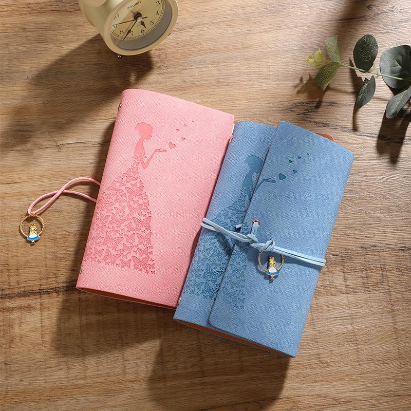 Vintage Stock Notebook Customizable Tied Tri-Fold Notepad Student Notebook Travel Card Cover Stamping Book Origin China