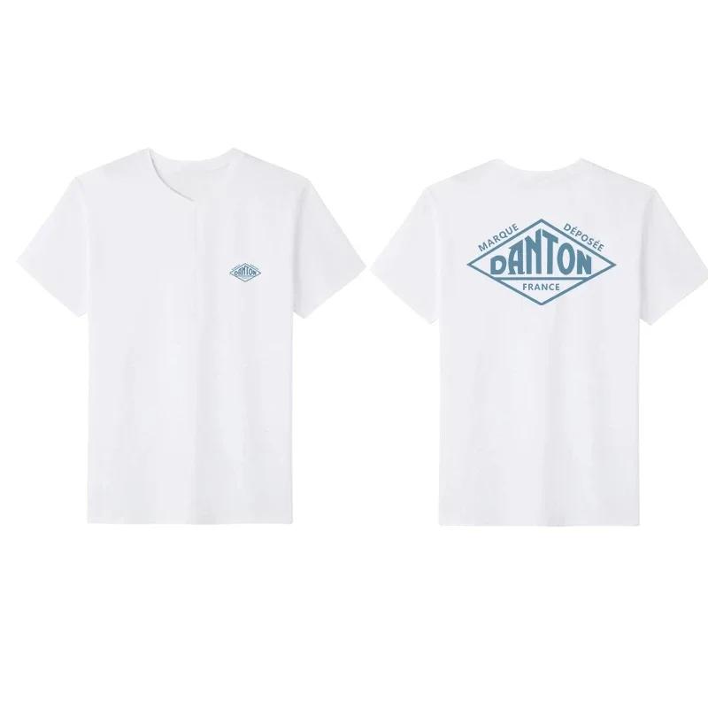 

Summer Japan Style Cotton T-shirt for Men and Women Couple Look Ins French Style Trendy Front and Rear Letters Print Tees 4XL