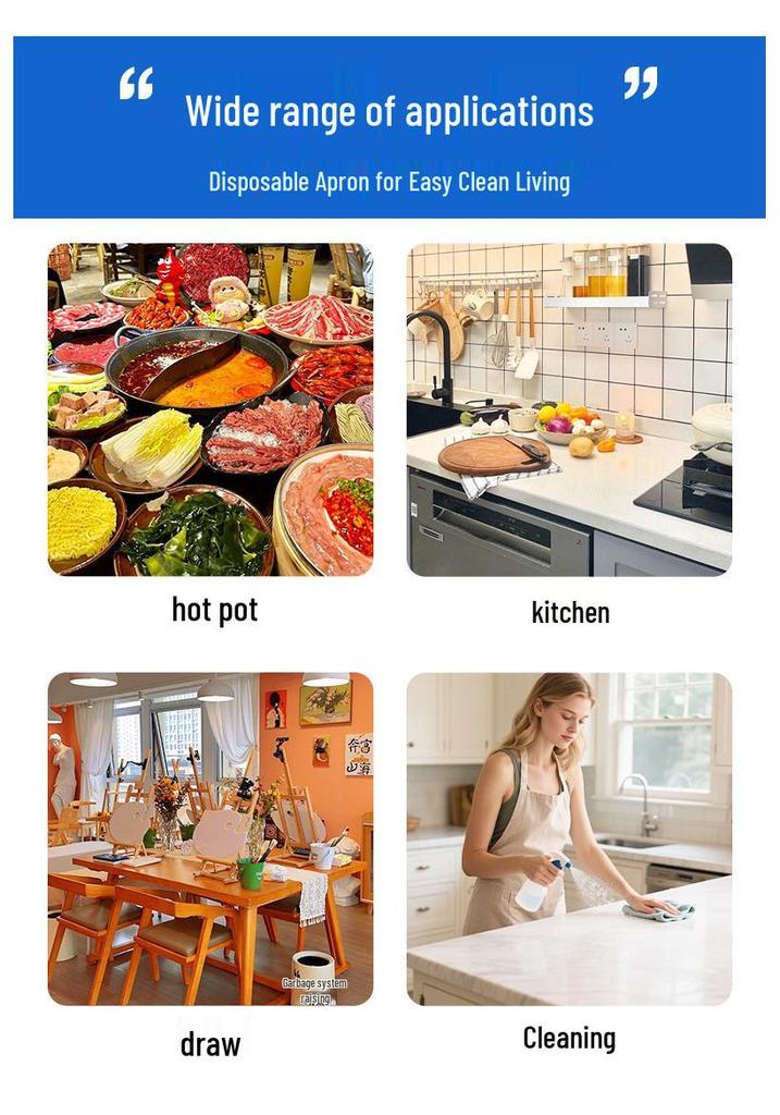 Waterproof Disposable Adult Bib Aprons - 100 Pack, Transparent & Oil-Resistant for Catering