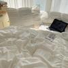 Jednobarevný plisovaný texturovaný měkký prodyšný elegantní princeznovský 4dílný povlak na peřinu, povlak na polštář a prostěradlo, velikost Twin