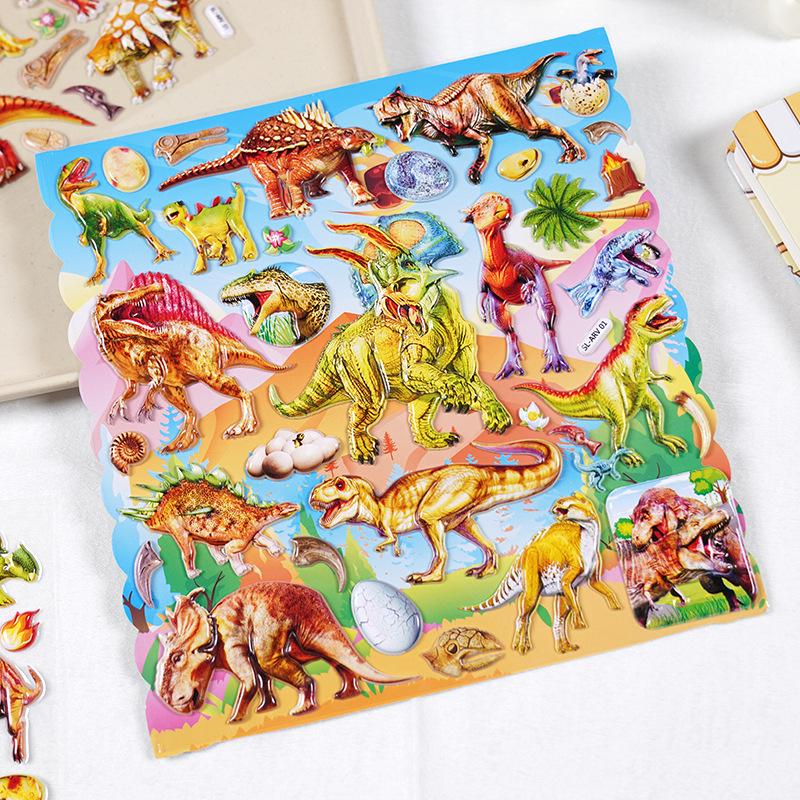 Realistic 3D Double-Layer T-Rex Bubble Sticker for Early Learning