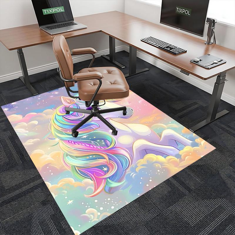 1pc Unicorn Fantasy Office Chair Mat - Anime Cartoon Design, Non-Slip Carpet for Home Decor, Suitable for All Seasons, Perfect Gift for Holidays.H063