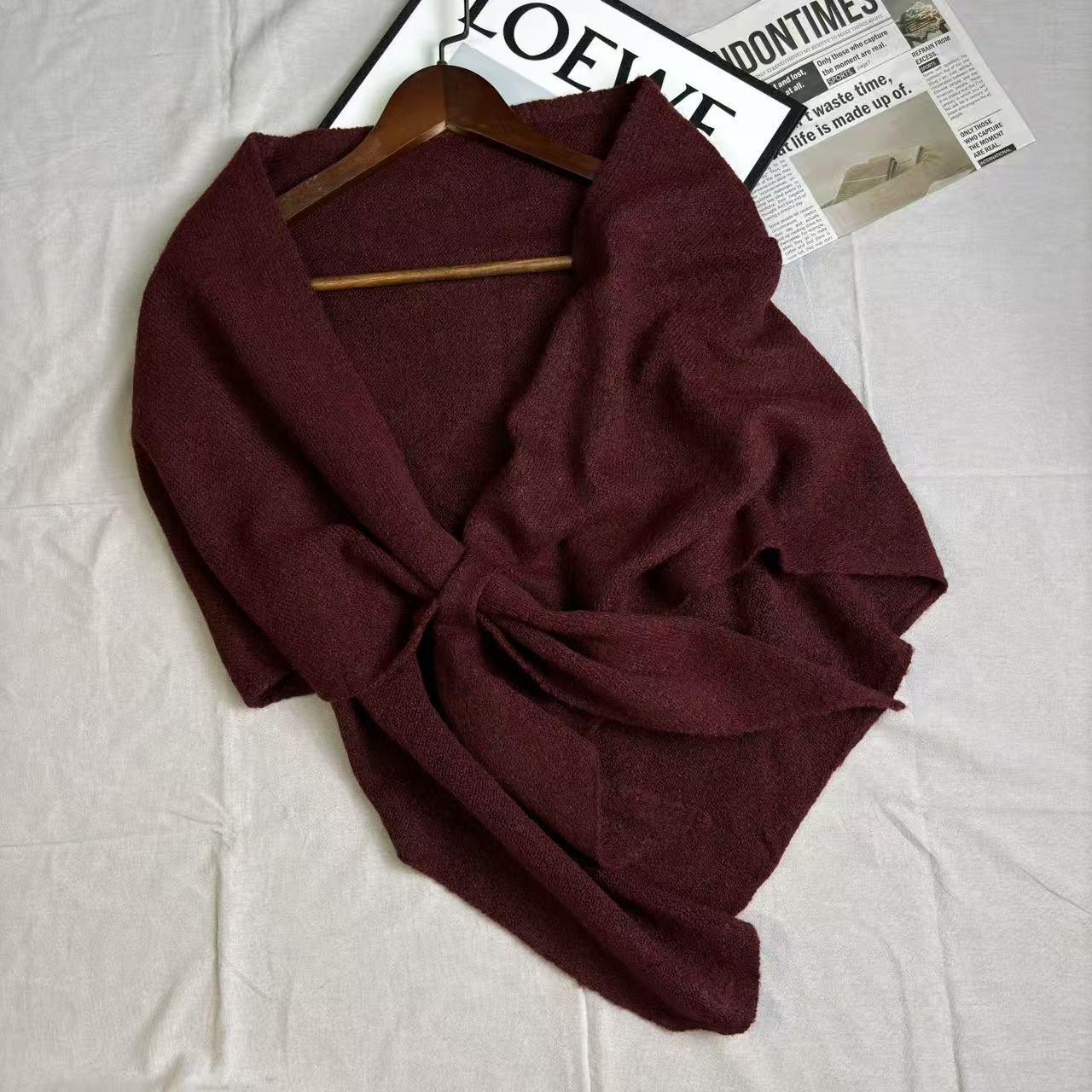 

Однотонная шаль из смесовой шерсти: Универсальное весенне-осеннее пончо перекрестной вязки для тепла и стиля 180CM