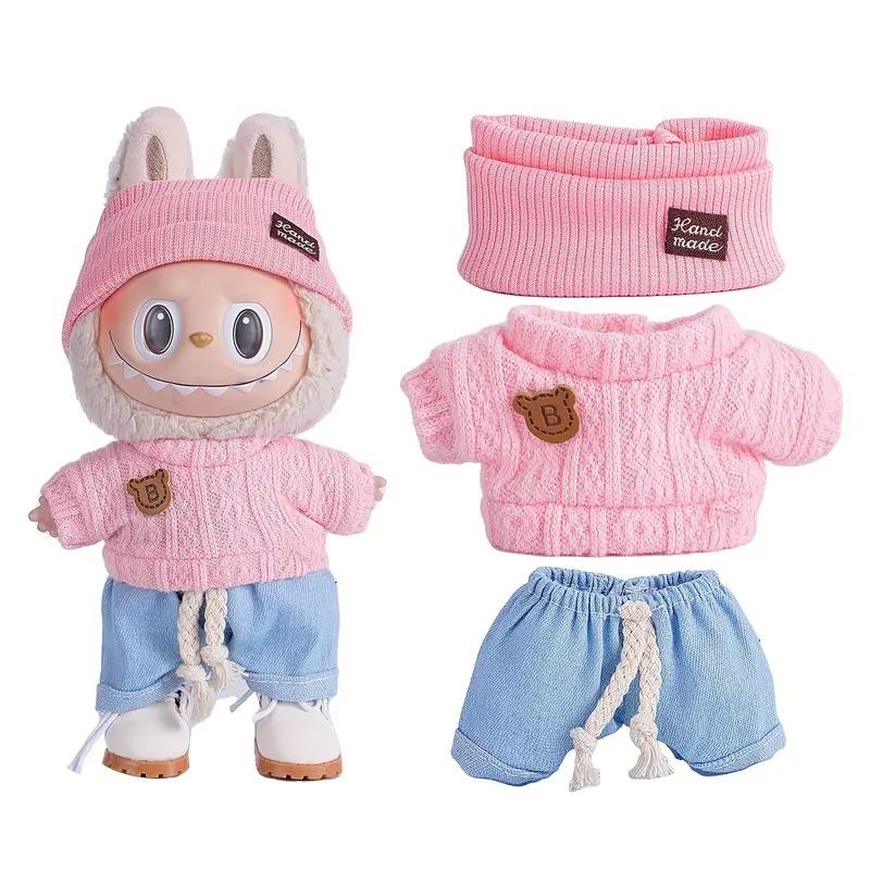 For Labubu Doll Clothing Cute Sweater Set 17cm Clothing Shoes Doll DIY Accessories Training Sitting Party Games Toys Gifts