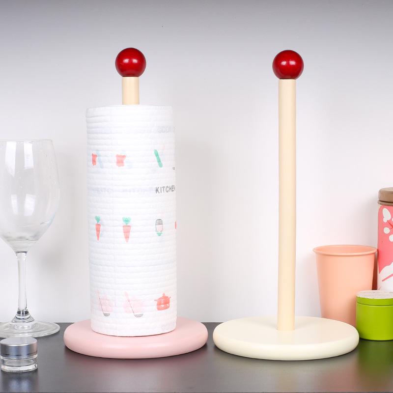 Creative Solid Wood Tissue & Film Holder - Vertical Desktop & Toilet Paper Storage for Home Kitchen