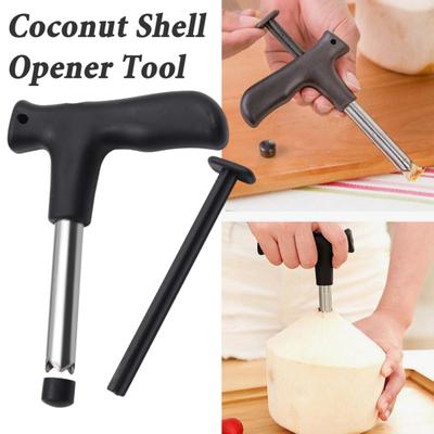 Stainless Steel Coconut Opener with T-Shaped Handle Universal Coconut Opener Tool for Young Mature Coconuts Rust-Proof Essential Kitchen Tool for