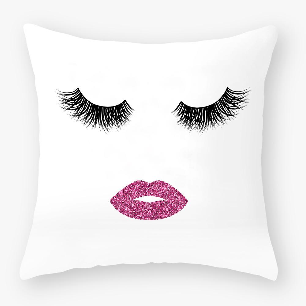 Neuer Kissenbezug mit Wimperndruck, Pfirsichleder Samt Dünner Kissenbezug, Sofakissen, Auto Lendenkissenbezug