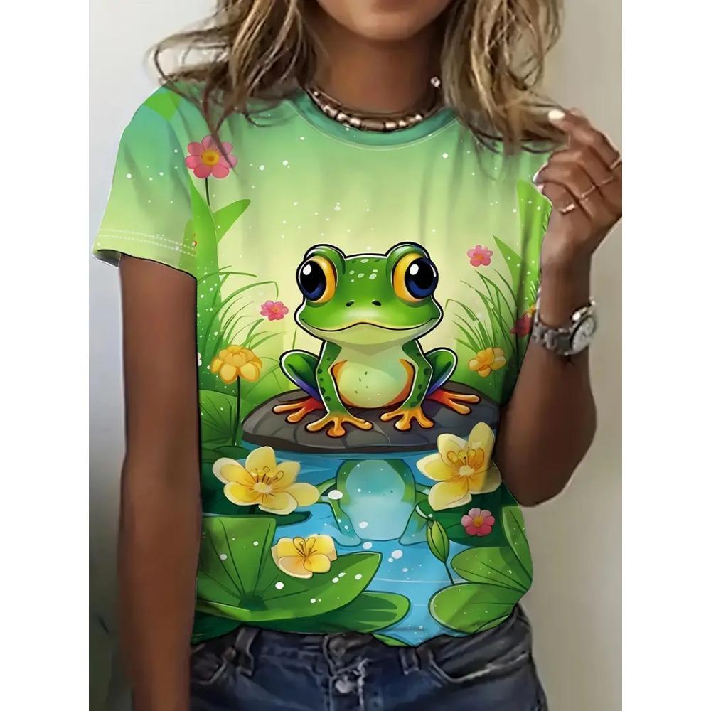 Summer Fashion Cartoon Seahorse 3D Print T-shirts Women Streetwear Casual Short Sleeve T Shirt O-neck Tees Tops Clothing