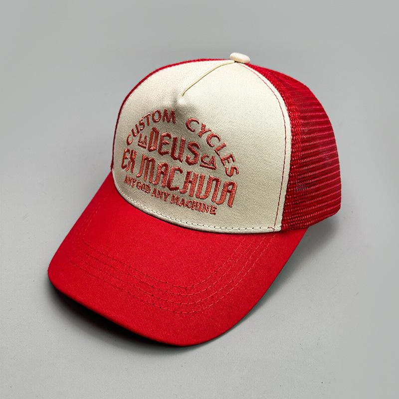 Frühling und Sommer Amerikanischer Retro-Druck Deus Buchstaben Baseballkappe Herren und Damen Street Trucker-Mütze Atmungsaktiv Sonnenschutz Outdoor