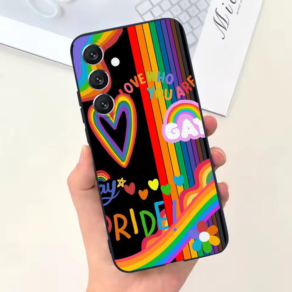 L-Lesbian LGBT Rainbow Pride Phone Case For Samsung Galaxy A13,A21s,A22,A31,A32,A52,A53,A71,A80,Soft Black Shell