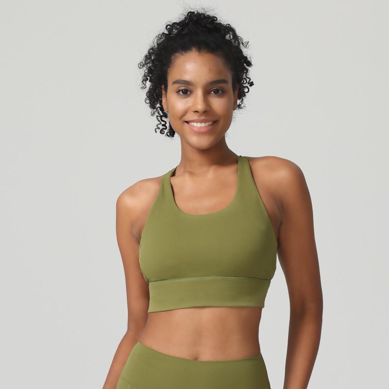 2025 High Support Lycra Sports Bra with Removable Pads and Cross Back Design for Yoga Fitness