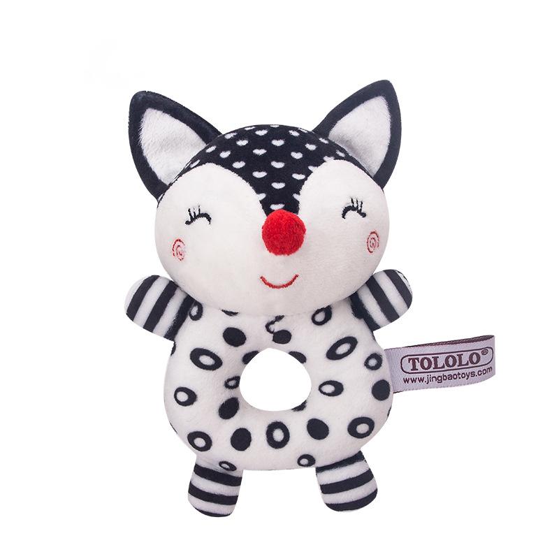 T036 Baby Animal Round Hand Ring Black and White Plush Hand Ring Cartoon Toy